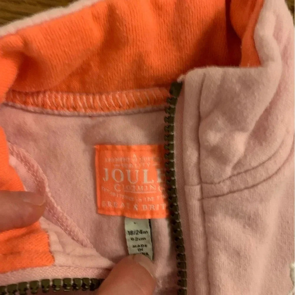 Joules Pink and White Zipped Pullover Sweatshirt Size 18-24 Months - Picture 2 of 4